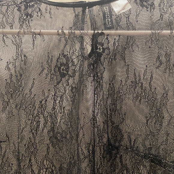 Divided Mesh Black Blouse Size S - Picture 4 of 12